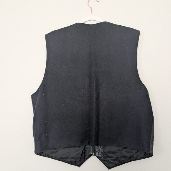 vintage City Streets Black Leather Quilted Men's Vest Large - Picture 6 of 8